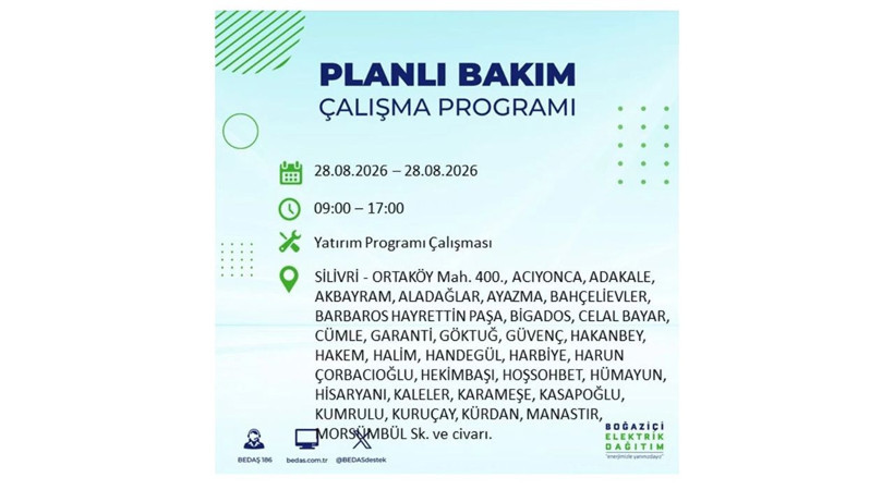 İstanbul 28 Ağustos kesintisi programı: O ilçelerde saatlerce elektrik olmayacak! - Resim: 55