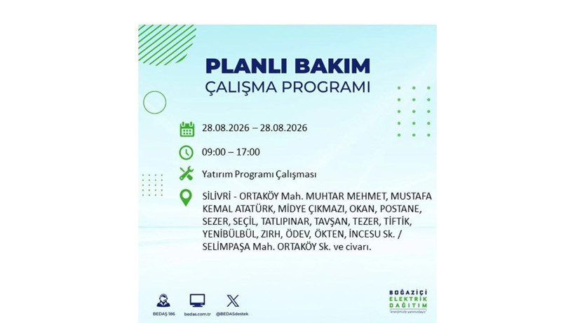 İstanbul 28 Ağustos kesintisi programı: O ilçelerde saatlerce elektrik olmayacak! - Resim: 56