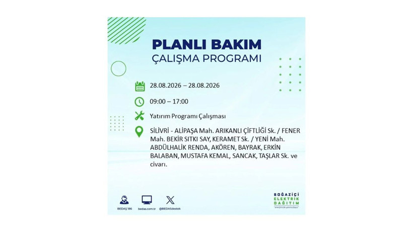 İstanbul 28 Ağustos kesintisi programı: O ilçelerde saatlerce elektrik olmayacak! - Resim: 57