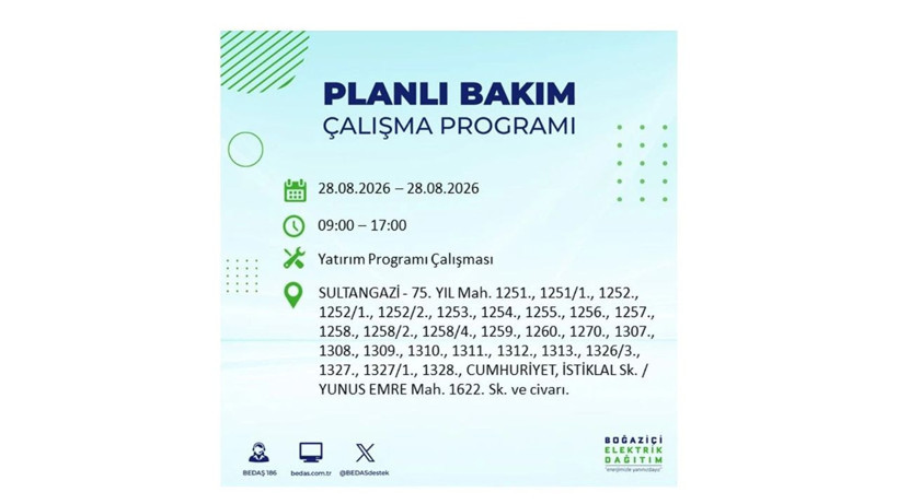 İstanbul 28 Ağustos kesintisi programı: O ilçelerde saatlerce elektrik olmayacak! - Resim: 65