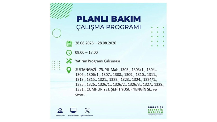 İstanbul 28 Ağustos kesintisi programı: O ilçelerde saatlerce elektrik olmayacak! - Resim: 68