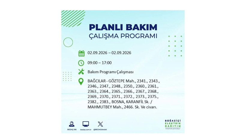 İstanbul 2 Eylül kesintisi programı: O ilçelerde saatlerce elektrik olmayacak! - Resim: 4