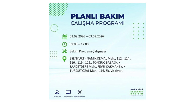 İstanbul 3 Eylül kesintisi programı: O ilçelerde saatlerce elektrik olmayacak! - Resim: 29