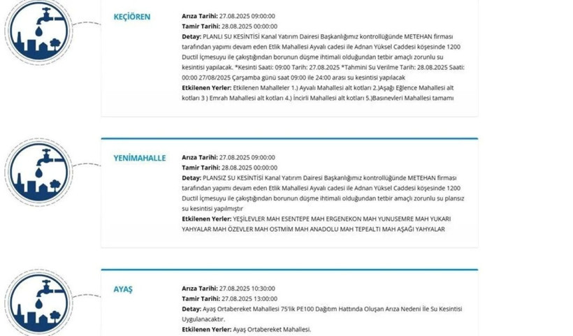 Su kesintisi 15 saat sürecek: Uyarı yapıldı! - Resim : 1