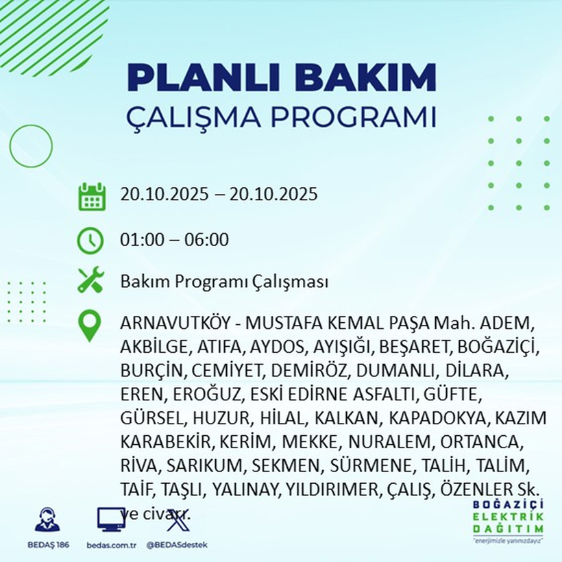 Elektrikler gidiyor! 20 Ekim’de İstanbul’un bu ilçeleri elektriksiz kalacak - Resim: 5