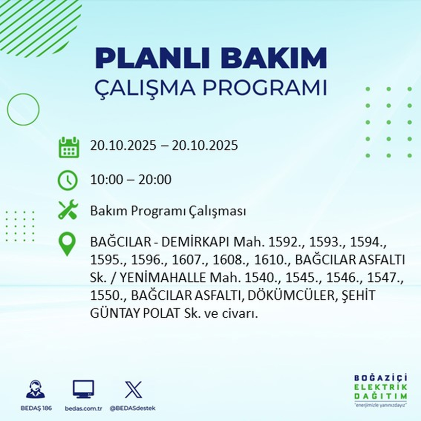 Elektrikler gidiyor! 20 Ekim’de İstanbul’un bu ilçeleri elektriksiz kalacak - Resim: 13