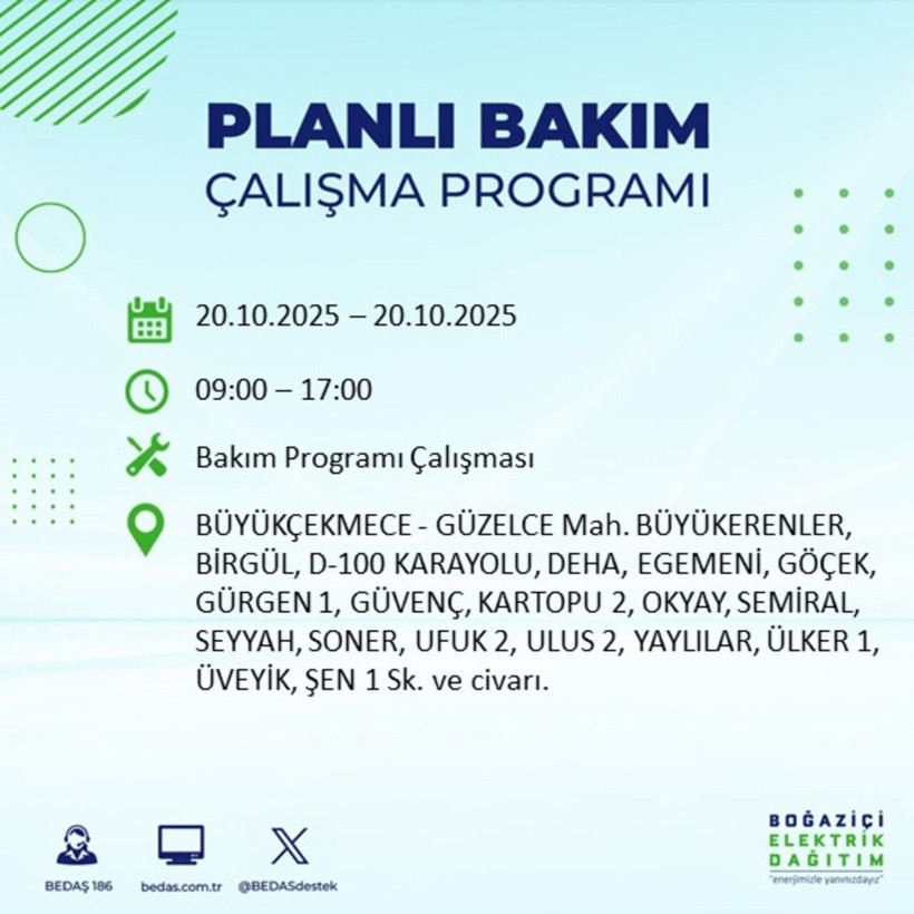 Elektrikler gidiyor! 20 Ekim’de İstanbul’un bu ilçeleri elektriksiz kalacak - Resim: 41