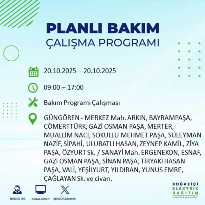 Elektrikler gidiyor! 20 Ekim’de İstanbul’un bu ilçeleri elektriksiz kalacak - Resim: 73