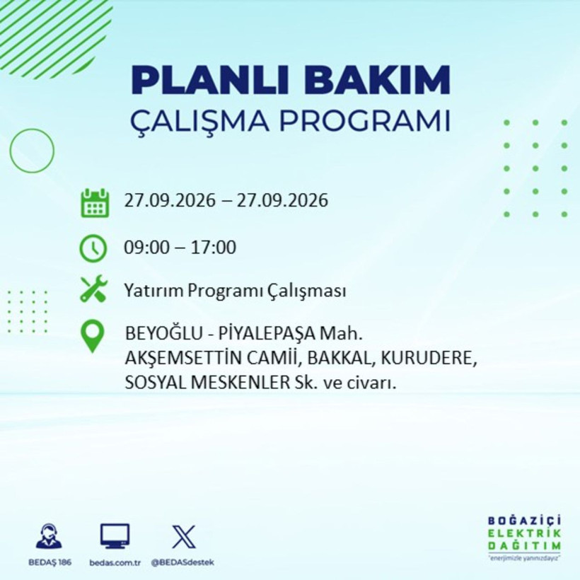 İstanbul 27 Eylül elektrik kesintisi programı: O ilçelerde saatlerce elektrik olmayacak! - Resim: 12