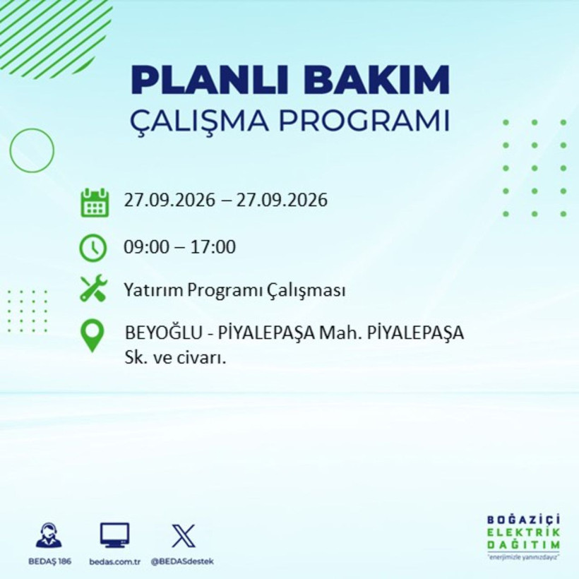 İstanbul 27 Eylül elektrik kesintisi programı: O ilçelerde saatlerce elektrik olmayacak! - Resim: 9