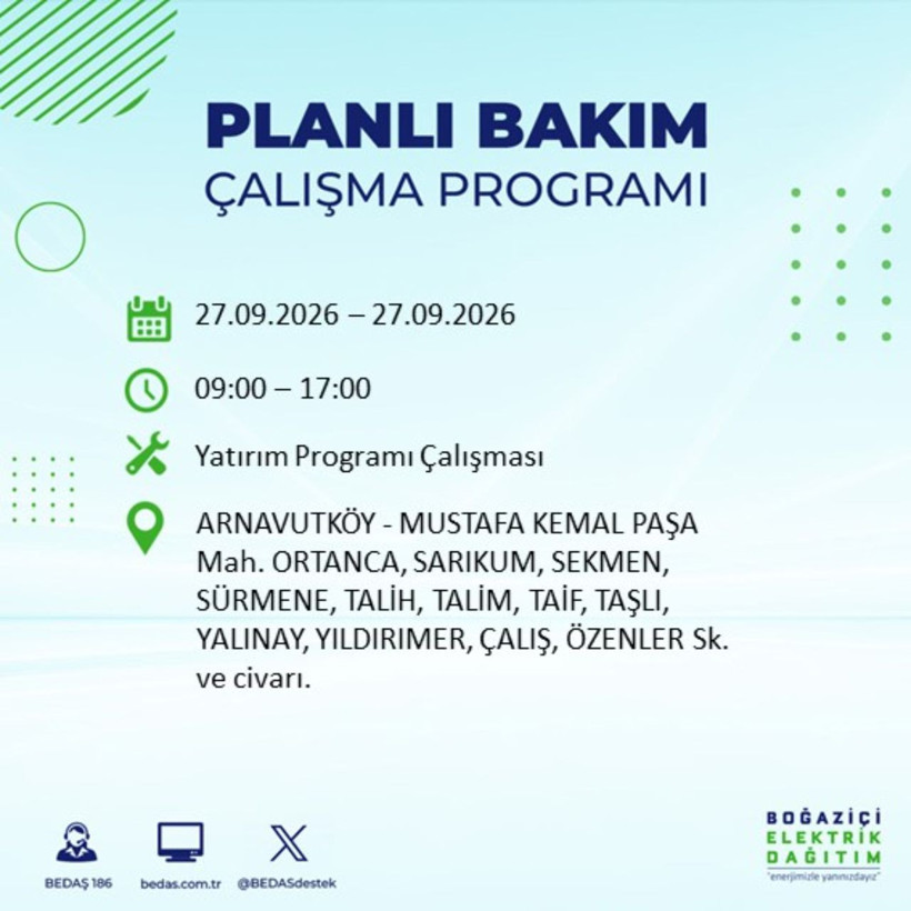 İstanbul 27 Eylül elektrik kesintisi programı: O ilçelerde saatlerce elektrik olmayacak! - Resim: 4