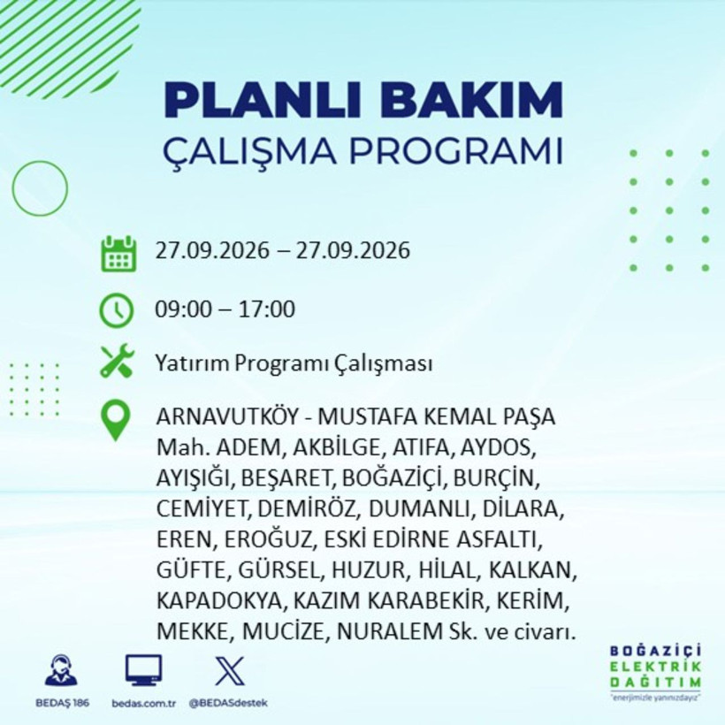 İstanbul 27 Eylül elektrik kesintisi programı: O ilçelerde saatlerce elektrik olmayacak! - Resim: 3
