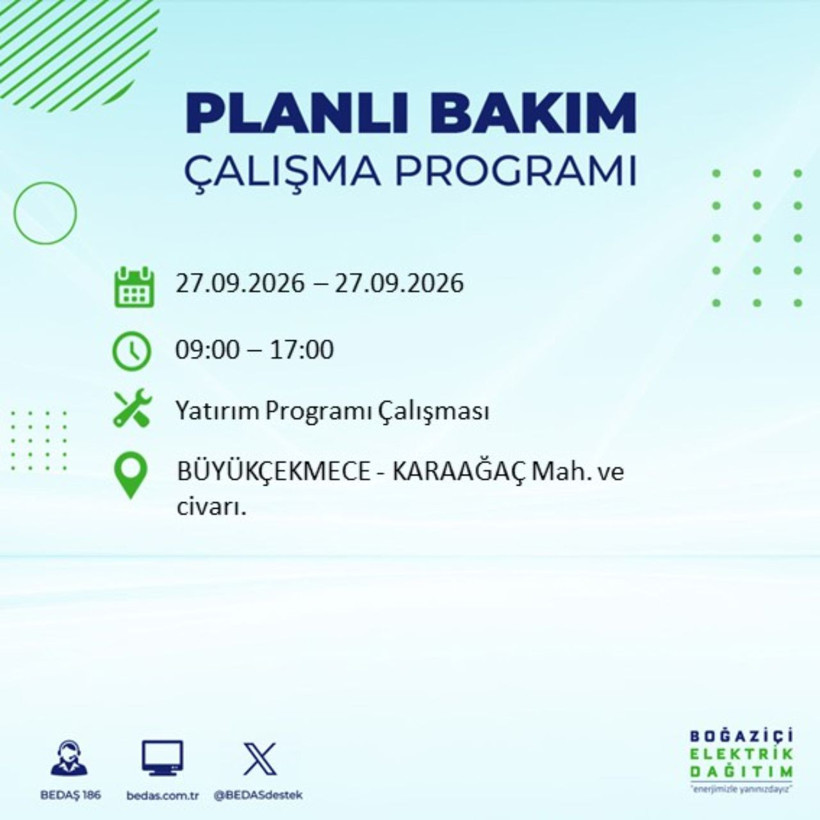 İstanbul 27 Eylül elektrik kesintisi programı: O ilçelerde saatlerce elektrik olmayacak! - Resim: 14