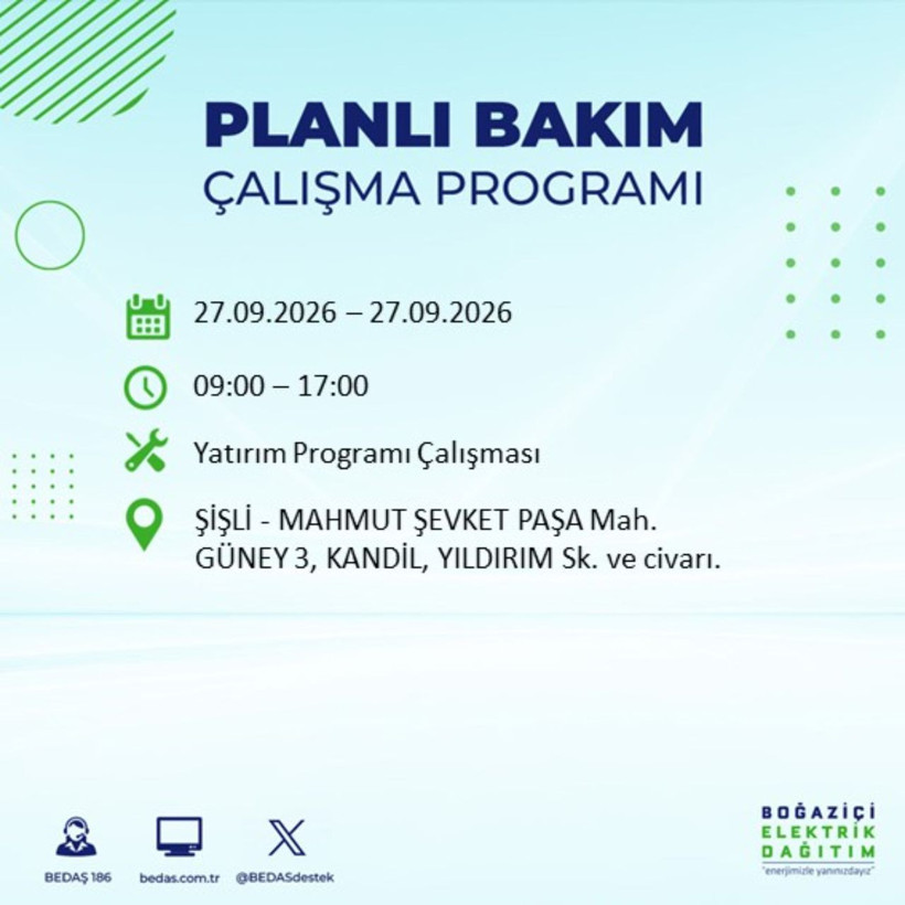 İstanbul 27 Eylül elektrik kesintisi programı: O ilçelerde saatlerce elektrik olmayacak! - Resim: 22